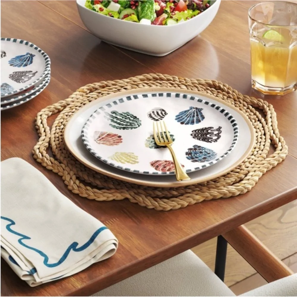 Set 2 | Coastal 9-Inch Stoneware Seashells Dinner Plate - Threshold